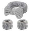 Fmeida Spa Headband and Wristband Set Skincare Headband for Washing Face Grey3 Pack