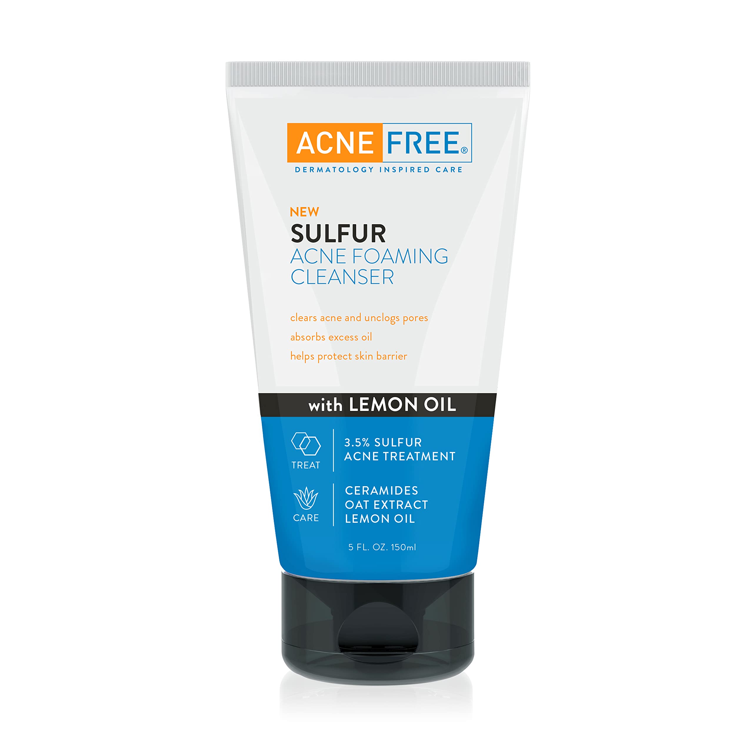 Acne Free Sulfur Acne Foaming Cleanser with Lemon Oil and Oat Extract 5 Ounces