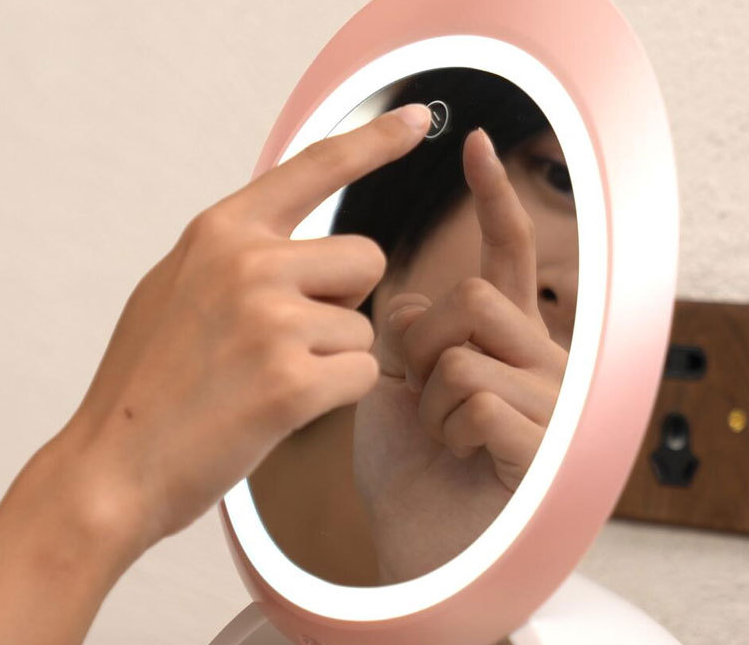 Desktop Makeup Box with LED Mirror and Skincare Holder