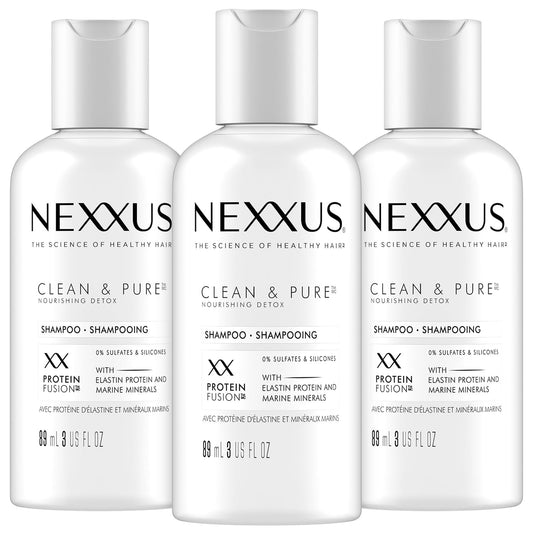 Nexxus Shampoo Clean & Pure Travel-Size 3-Pack – Hair Products with Elastin Protein and Marine Minerals Paraben Dye and Sulfate-Free 3 Oz Ea
