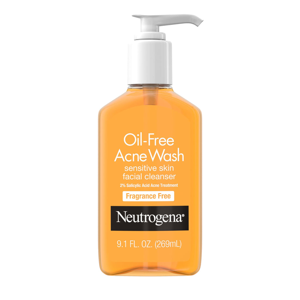 Neutrogena Oil-Free Acne Fighting Fragrance-Free Facial Cleanser 2% Salicylic Acid Acne Treatment Daily Oil-Free Acne Face Wash for Acne-Prone Skin with Salicylic Acid 9.1 fl. oz