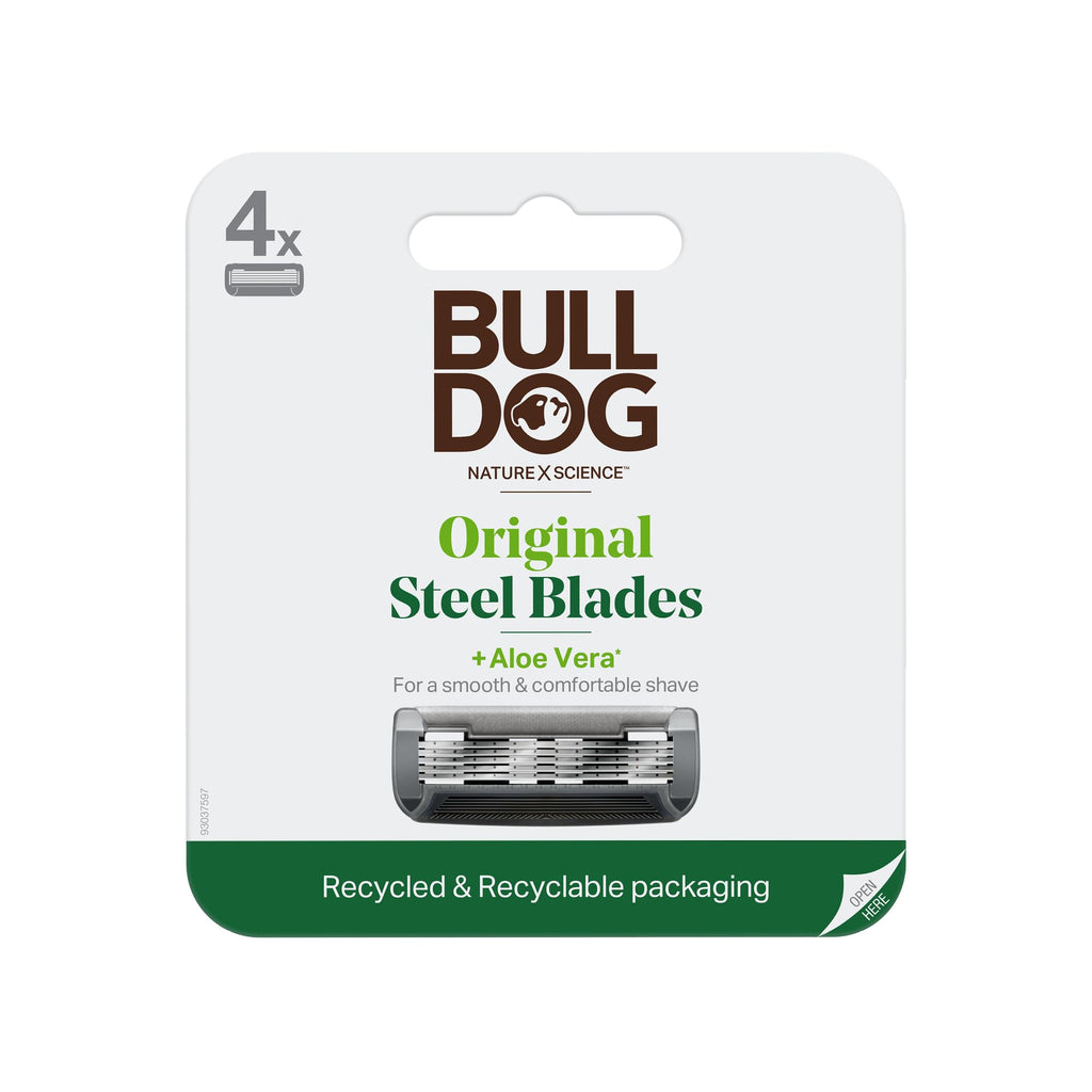 Bulldog Mens Skincare and Grooming Original Razor Blades Refills for Men 4 Count