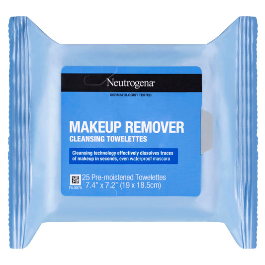 Neutrogena Makeup Remover Wipes Daily Facial Cleanser Towelettes Gently Removes Oil & Makeup Alcohol-Free Makeup Wipes 25 ct