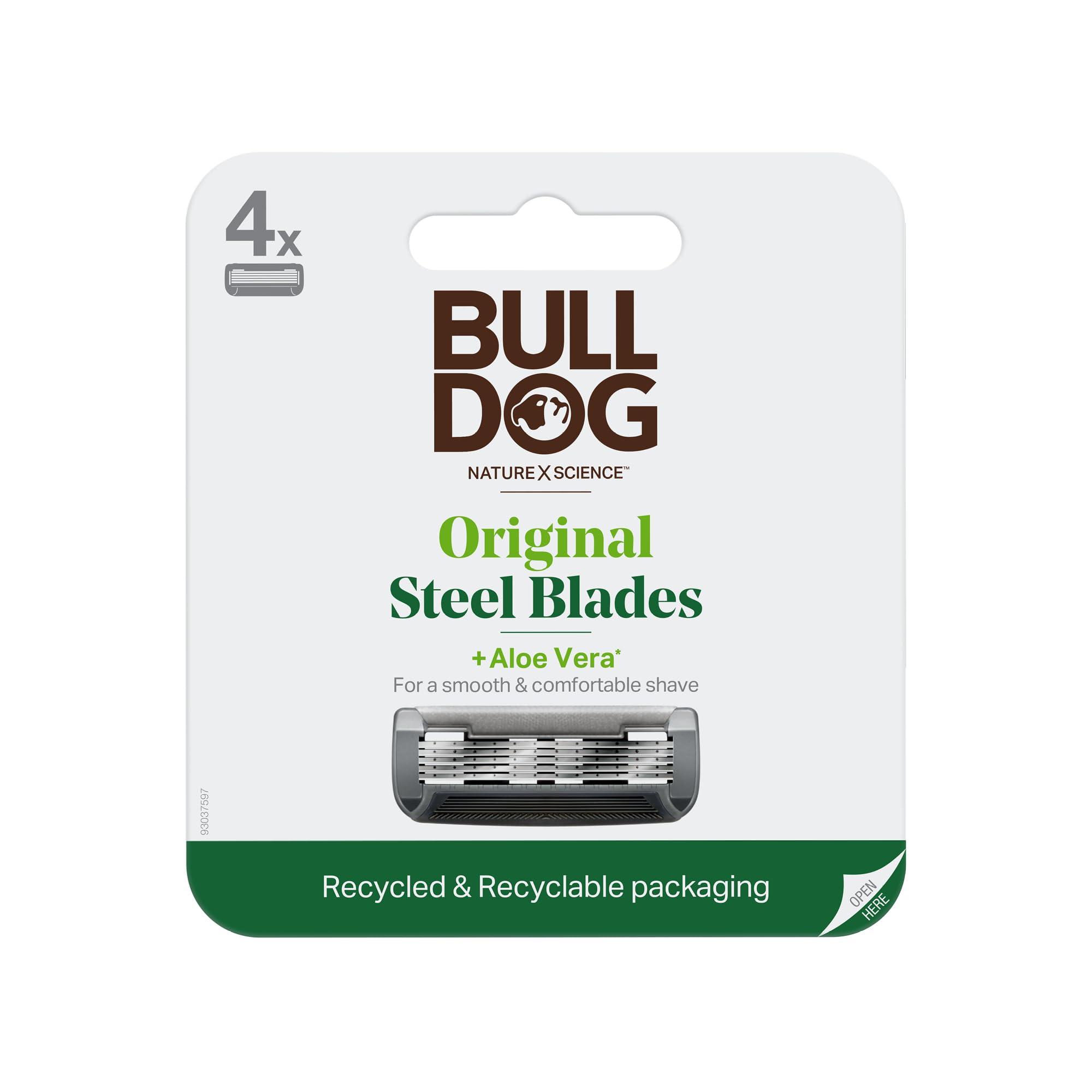 Bulldog Mens Skincare and Grooming Original Razor Blades Refills for Men 4 Count