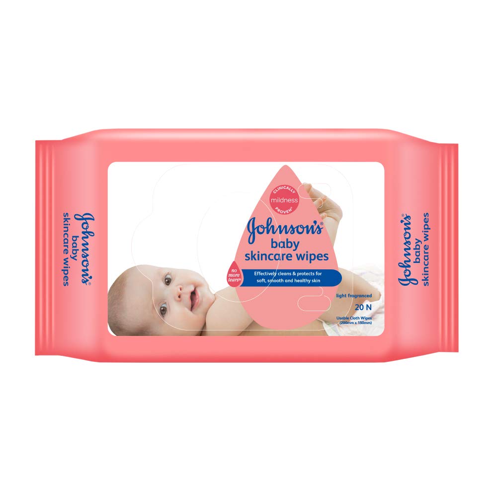 Johnsons Baby Skincare Wipes Gentle Cleaning for Little Hands & Faces 20 sheets Per Pack